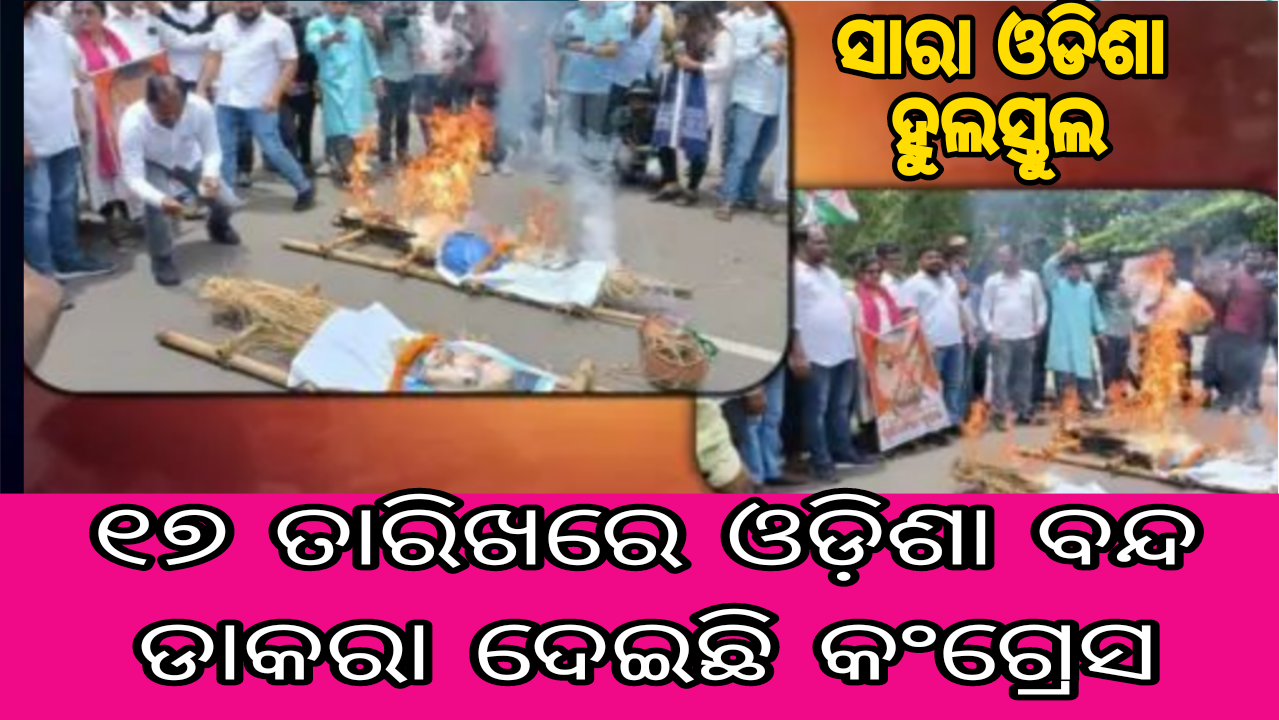 ହୁଲୁସ୍ତୁଲ ସାରା ଓଡିଶା: ୧୭ ତାରିଖରେ ଓଡ଼ିଶା ବନ୍ଦ ଡାକରା ଦେଇଛି କଂଗ୍ରେସ।ମୁଖ୍ୟମନ୍ତ୍ରୀଙ୍କ କୋକେଇ କରି ଯାତ୍ରା..